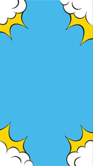 Comic Style Frame: A dynamic comic frame bursts with vibrant energy, its bold lines and vivid colors capture the essence of playful style and eye-catching attention.