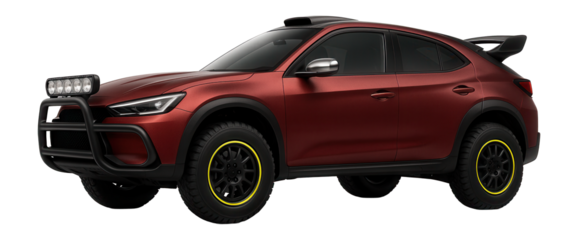 Rally car sporting a front bull bar and auxiliary light bar