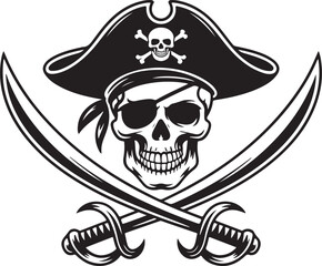 Pirate Skull with Hat and Swords