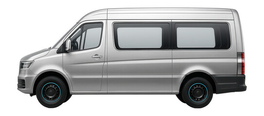 Utility van with a boxy shape and elongated side windows
