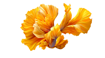 Bright yellow flower with detailed petals on clear background