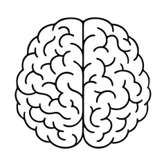 Human Brain black and white icon clean line art, doodle style. Ideal for logo, tattoo, app, coloring book, web design, infographics, banner, poster, and more. Vector illustration