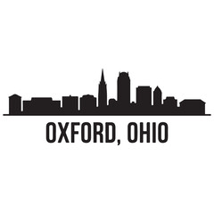 Obraz premium Oxford, Ohio skyline horizontal banner. Oxford, Ohio. Vector template for your design. Vector black silhouette. with white background