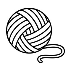 yarn ball black and white icon clean line art, doodle style. Ideal for logo, tattoo, app, coloring book, web design, infographics, banner, poster, and more. Vector illustration