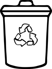 recycling symbol in a trash can