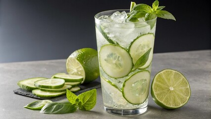 Refreshing Cucumber Lime Infused Water with Fresh Mint Garnish