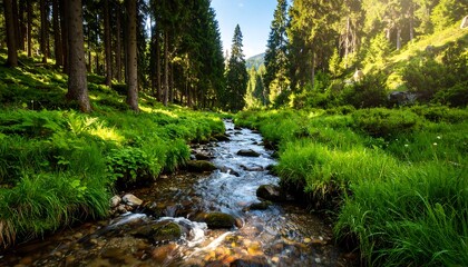 Fototapeta premium Sunny forest stream