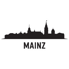 Obraz premium Mainz skyline silhouette. Black Mainz city. Vector black silhouette. with white background