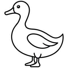 Simple Line Drawing of a Duck
