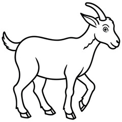 Simple Line Drawing of a Goat, walking goat