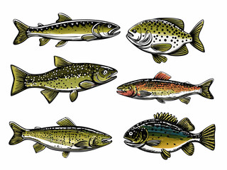 set of fish isolated on white