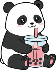 Cute Panda Drinking Boba Tea © Sara