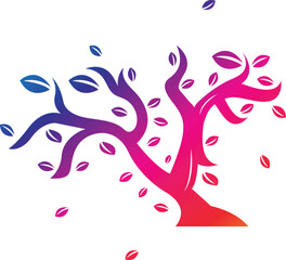 A stylized tree with leaves and roots silhouette vector illustration set, A tree with leaves and roots vector