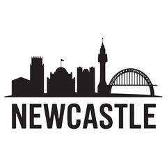 Obraz premium Vector Newcastle skyline. Travel Newcastle famous landmarks. Business and tourism concept for presentation, banner, web site. Vector black silhouette. with white background