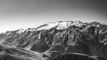 French Pyrénées mountain chain fom aerial view