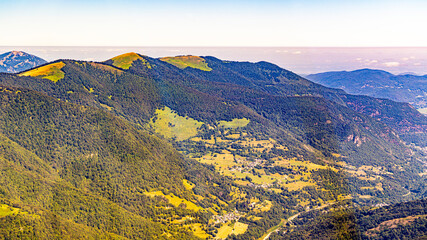 French Pyrénées mountain chain fom aerial view