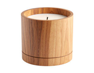 Front View of Rustic Wooden Candle Holder with Sturdy Stand, Transparent Background PNG  (2)