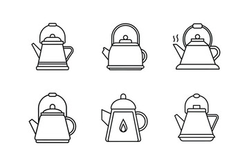 camping kettle icon line art vector illustration