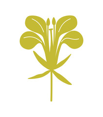 Mustard. Silhouette of blooming mustard flower, vector illustration isolated on white background. Icon, logo, print, postcard, design element.