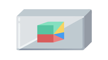 Isometric colorful cube inside transparent box vector illustration for graphic design and creative projects