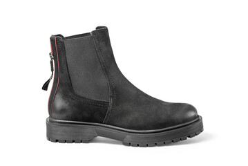 Female casual flat leather ankle boots. Isolated on a white background with clipping path included