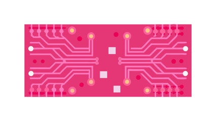Pink pcb board circuit design vector illustration for electronics and technology enthusiasts and designers