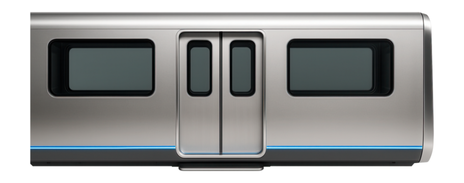 Accessible train carriage with wide automatic sliding doors