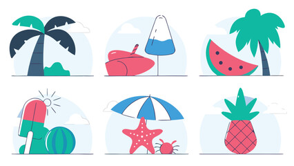 set of summer icons