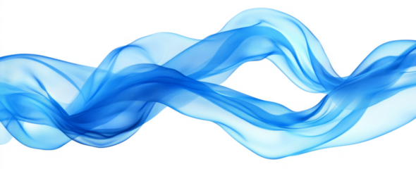 Blue, flowing fabric on a transparent background, 