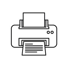 printer,device,office flat line icon vector illustration of a simple printer machine device for printing documents