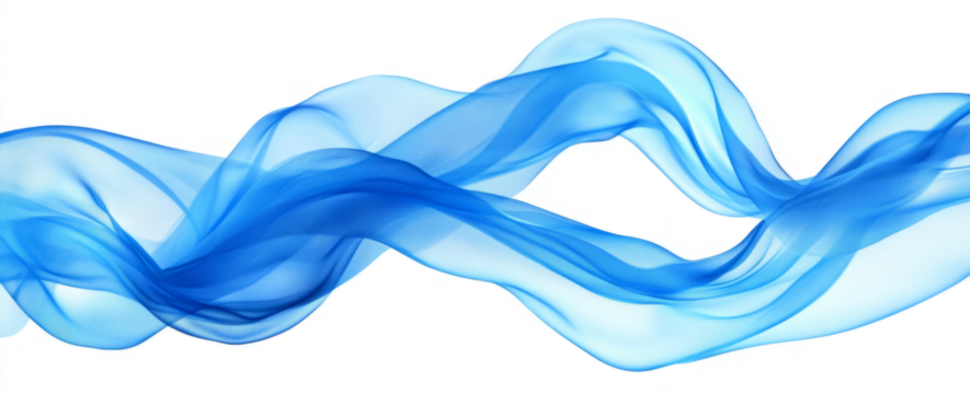Blue, flowing fabric on a transparent background, 