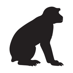 monkey silhouette. black monkey isolated on white background. vector illustration EPS 10.