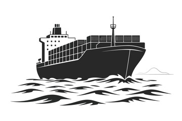 Fototapeta premium Cargo Ship Silhouette - Modern Maritime Transport Vector Art