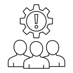 team,people,warning modern line icon for group alert notification collaboration design vector graphic