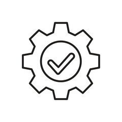 gear,check,settings modern line icon for system configuration approval process design vector graphic