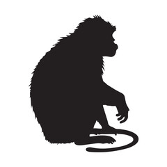 monkey silhouette. black monkey isolated on white background. vector illustration EPS 10.