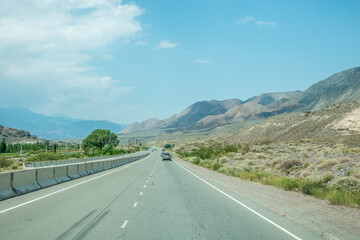 scenic road toward bishkek city kygyzstan from issyk-kul