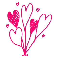 Cute Pink Hearts Flower Doodle