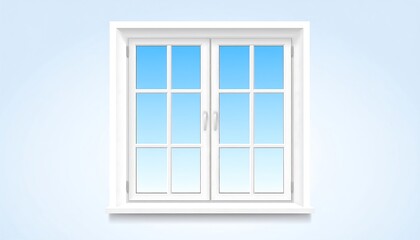 White window with blue sky