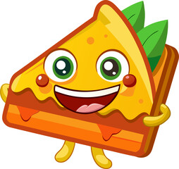 Smiling lasagna slice with cartoon face