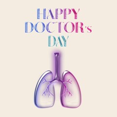 Happy doctor's day illustration. Graphic vector design with a colorful bright neon 3D typography. Doctors illustration. printable design with reouvable background.