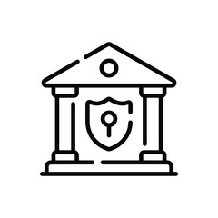 A premium outline icon of secure bank