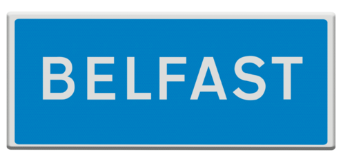 Road sign for Belfast..PNG file