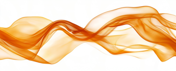 Surreal flying orange silk on a transparent background