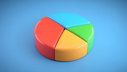 Obraz premium Colorful pie chart graphic on a light blue background.