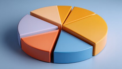 Colorful pie chart with segments of various shades.