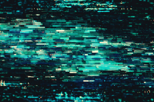 Abstract pixelated interlaced green blue 8 bit cyber retro game Glitch TV Static pixel Noise texture background