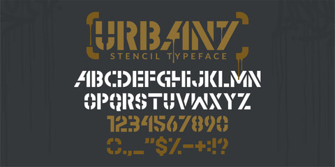 Abstract Stencil Urban Street Art Graffiti Alphabet Typeface Digital Typography Vector Illustration