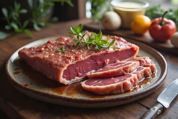 Fototapeta premium grilled beef steak with vegetables