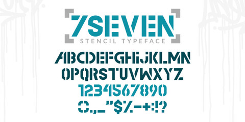 Cool Stencil Urban Street Art Graffiti Alphabet Typeface Digital Typography Vector Illustration